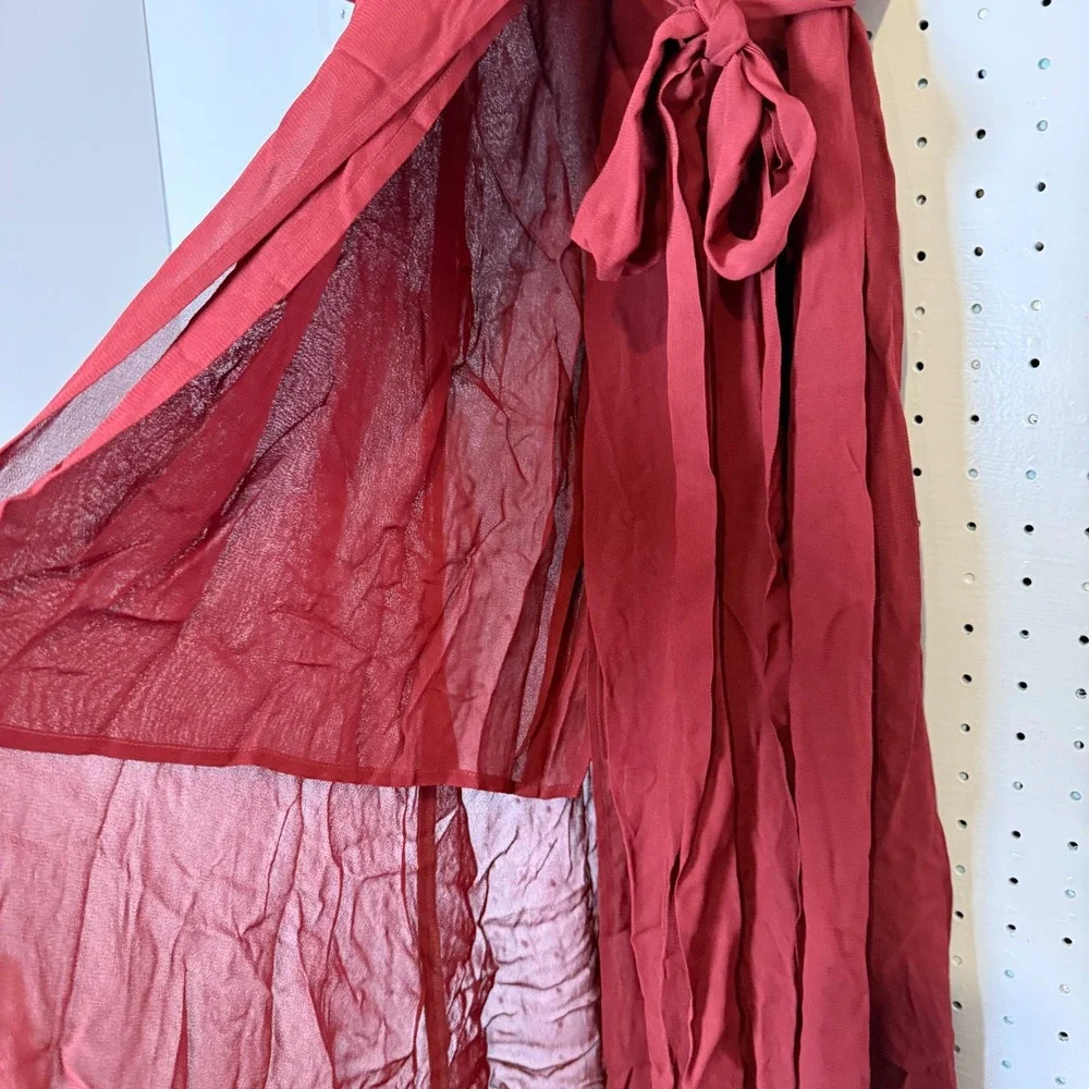 Reformation Winslow Wrap Dress Women's Small Burgundy Viscose Tie Waist‎ NWT - Picture 8 of 13